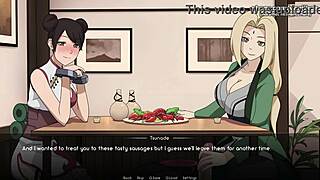 naruto kunoichi trainer tsunade and tenten give handjob and foot job in public restaurant
