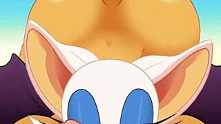 Rouge sucks cock, swallows cum, gets fucked in ass hard