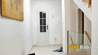 cloak of invisibility in gym with curvy big tits workout