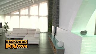 I tease in threesome bondage with boss playmates and step brother