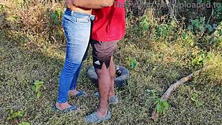 big ass german student banged standing doggystyle in forest setting.