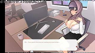 Boss Teases with Massive Tits in Hentai Game