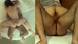 Huge butt brunette babe rides cock like this.