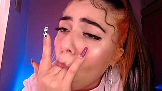 Egirl spits and drools all over cock in ahegao blowjob