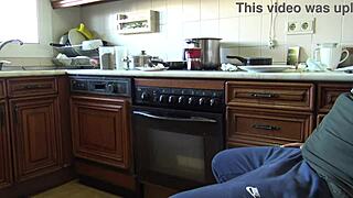 Indian Bhabhi Swallows My Load After I Flash Huge Dick in Kitchen