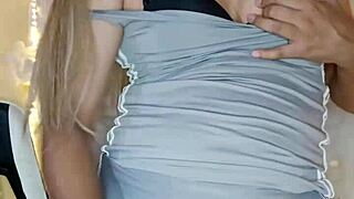 A transsexual in crossdressing touches herself richly.