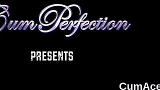 this kinky hottie gets a cumshot on her face and swallows all the ejaculate