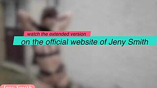 jeny smith experiences strap bondage in public setting. heels and shoes add to outdoor scene.