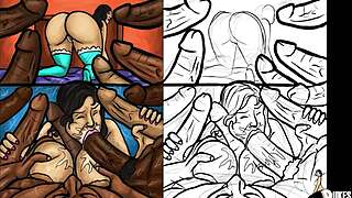 Latin Milf Feels Intense Pleasure Sucking Huge Black Cocks in Gangbang