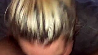 Blonde slut deepthroats and gets cum blasted on her face!