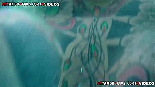 Blackwidow Enjoys Pool Time With Blonde