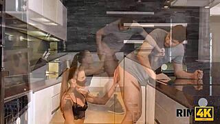 i lured the horny gal in kitchen for rimming sex