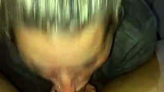 Blonde slut deepthroats and gets cum blasted on her face!