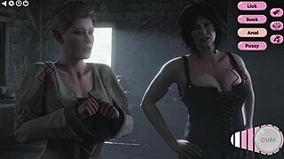 animated futanari orc-girl banging hard, cumming tons