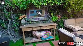 Tiny Blonde Teen Stepsister Fucked To Orgasms By Stepbrother Outside