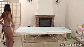 Beautiful athlete gets a hot oiled up massage with a happy ending