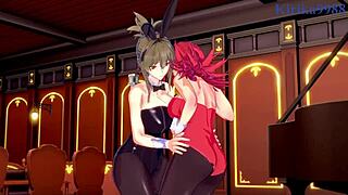 I'm watching Festenia Muse and Chitose Kisaragi and Sagiri Sakurai in intense lesbian play from Super Robot Wars J & V & T hentai