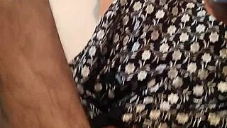 Hot gay action unfolds with a man in wife’s silk gown