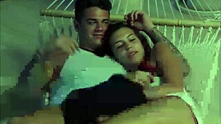 that cute sexy girl gives her boyfriend a handjob