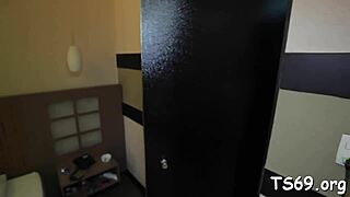 this tranny is playing some wild sex games with licking and assfucking