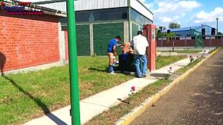 I begged those two fat guys for cock and they fucked me on the street part three