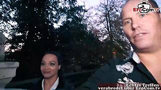 Milf with big tits in nylons picked up on the street!