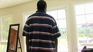 Ebony babe in sexy lingerie drives guy wild with BBC drilling