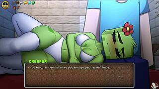 Minecraft parody hentai game episode with creeper girl and piglette in a fun adventure.