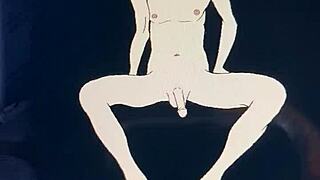 in this cartoon, the babe looks at his big penis