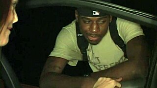 White milf interacts with black man behind dumpster in public