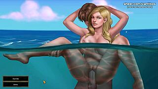 Gorgeous blonde teen takes monster cock underwater for public anal creampie