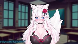 i'm vtuber kanakovt wearing vibrator in public as catgirl squirting with monster cock in bdsm hentai