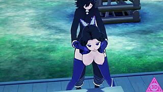 shinobu from kimetsu no yaiba getting doggystyle with big cock in hentai