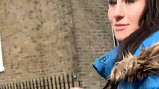 Hey, why's this beautiful slut pissing and teasing in public London?