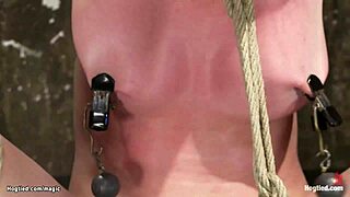 Blonde Submissive Endures Rough Punishment in Inverted Hogtie Suspension!