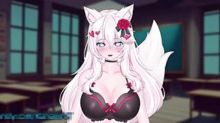 i'm vtuber kanakovt wearing vibrator in public as catgirl squirting with monster cock in bdsm hentai