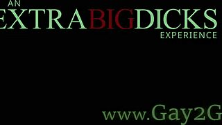 One gay guy gives a massage to another at the gym. They are muscular bodybuilders enjoying the session.