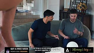 stacked milf gets drilled by her stepson and his friend