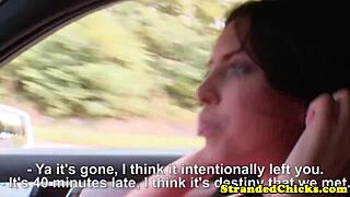 Outdoor adventure with bigtit euro hitchhiker receiving cum on tits