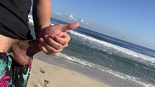 Hey girls, wanna help me finish on this beach while I stroke?