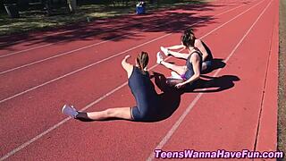 athletic lesbian teens at the party