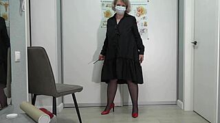 students fantasize about curvy milf teacher with big ass and shaved pussy in amateur solo role play