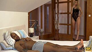 Well-Built Black Stud Bangs Tattooed Blonde Teen In Hotel Room Affair!