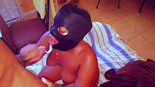 Submissive ebony milf step sister sucks cock until orgasm in mouth