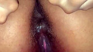 gaping her ass with toys and dildo