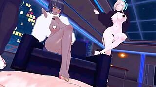 asuna and karin have a casual encounter in this anime hentai story