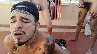 Two Hot Twinks Pound Me Hard on Terrace Like Total Pros