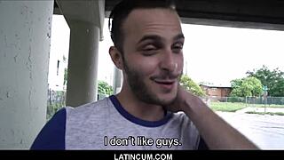 Young straight guy gets paid for gay sex on the street, pov style 😏