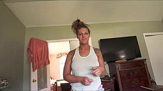 Step Mom Gets Horny And Rips Clothes For Handjob And Sex With Big Ass In Bedroom