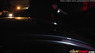 gay cops feel intense pleasure sucking big black cock outdoors